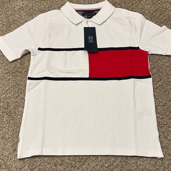 Tommy Hilfiger Boy’s Polo in White and Red - Picture 2 of 4
